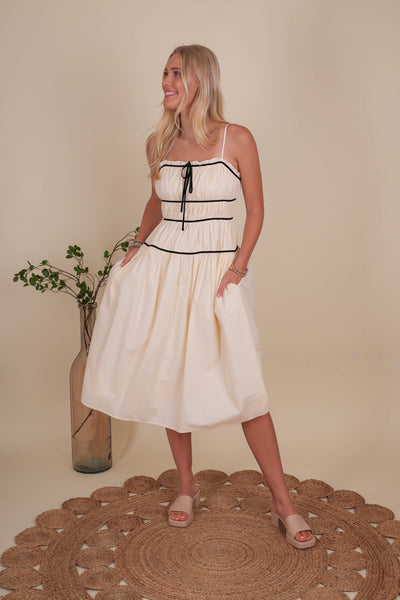 Classic Cotton Dress For Women- Sofia Richie Style Dress- Storia Bow Midi Dress