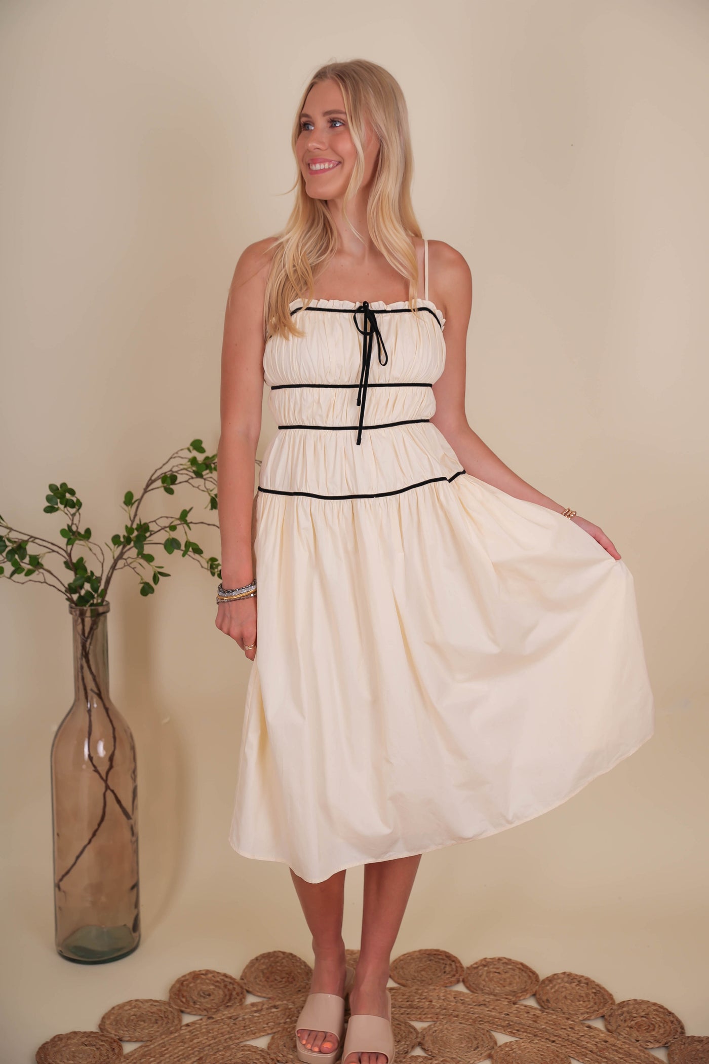 Classic Cotton Dress For Women- Sofia Richie Style Dress- Storia Bow Midi Dress