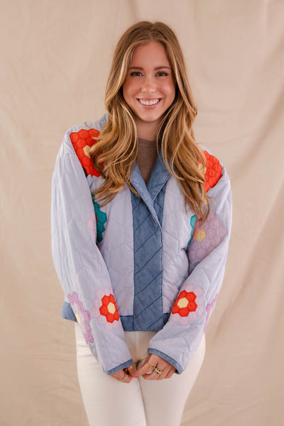 Patchwork Quilt Jacket- Women's Vintage Inspired Coat- Colorful Patchwork Quilt Jacket