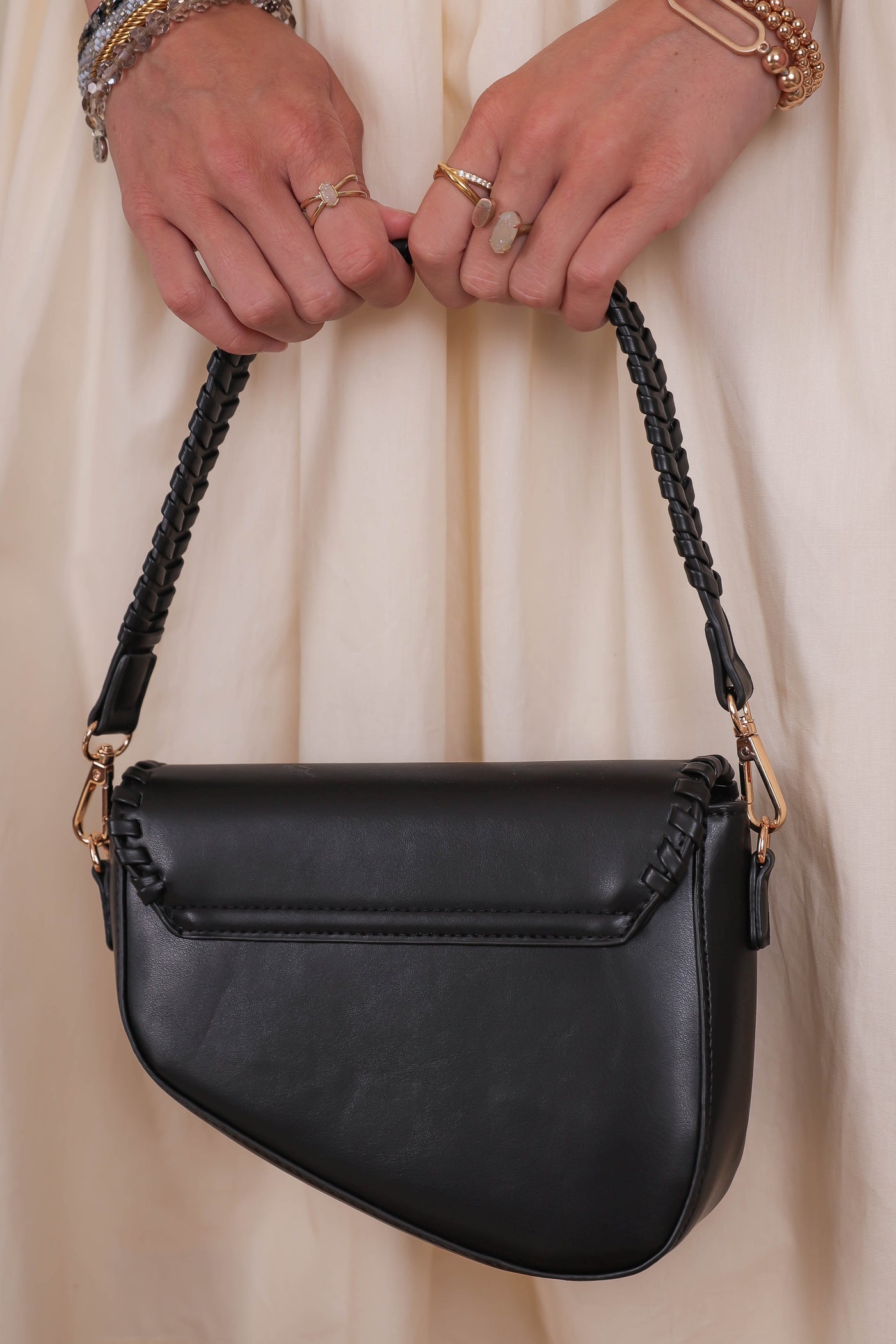 Black Vegan Leather Handbag- Women's Designer Dupe Purse- Urban Expressions Purse