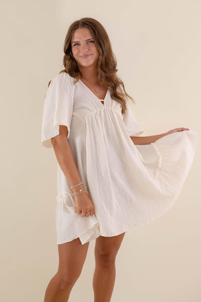 Women's Cotton Dress- Women's Beige Cotton Sundress