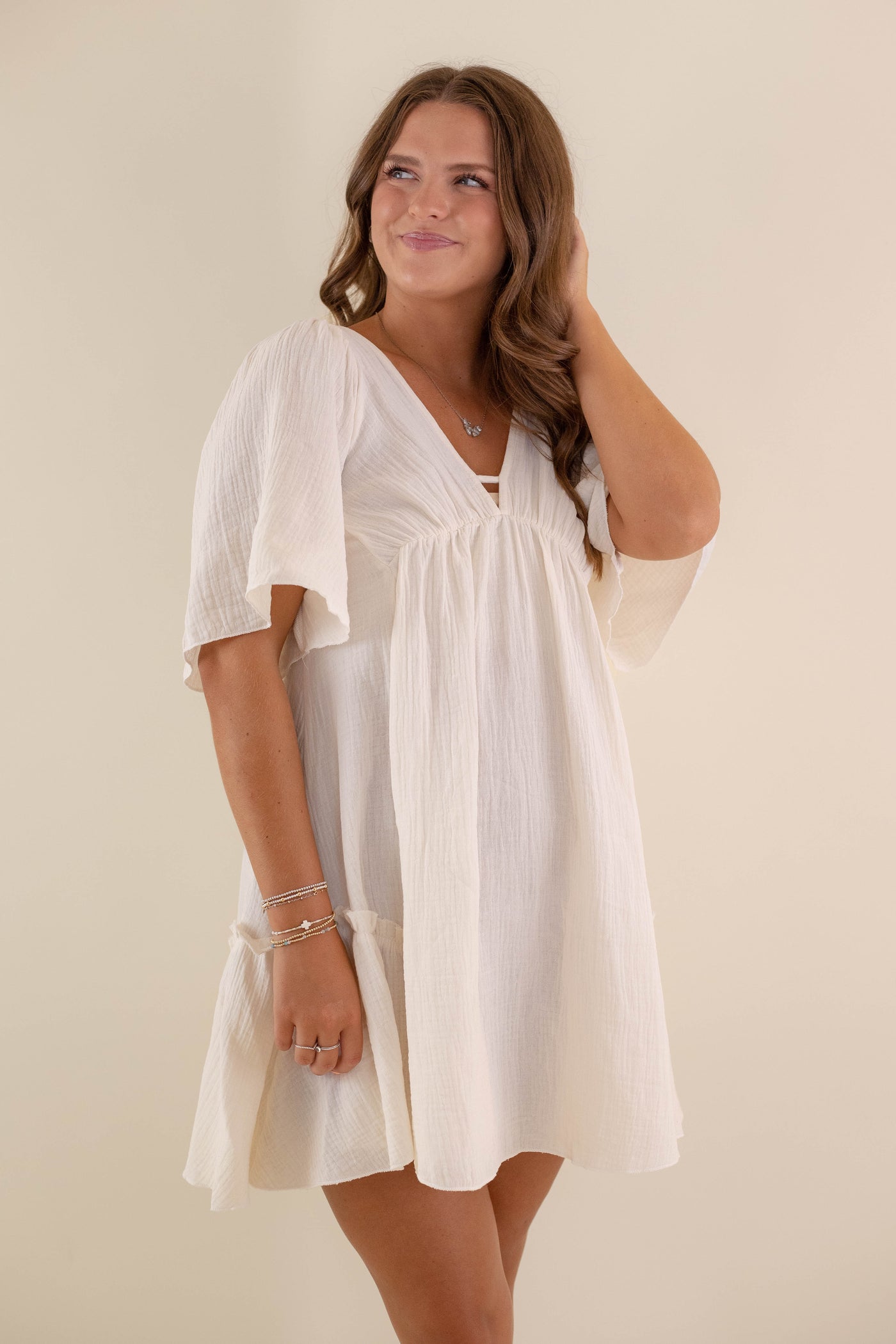 Women's Cotton Dress- Women's Beige Cotton Sundress