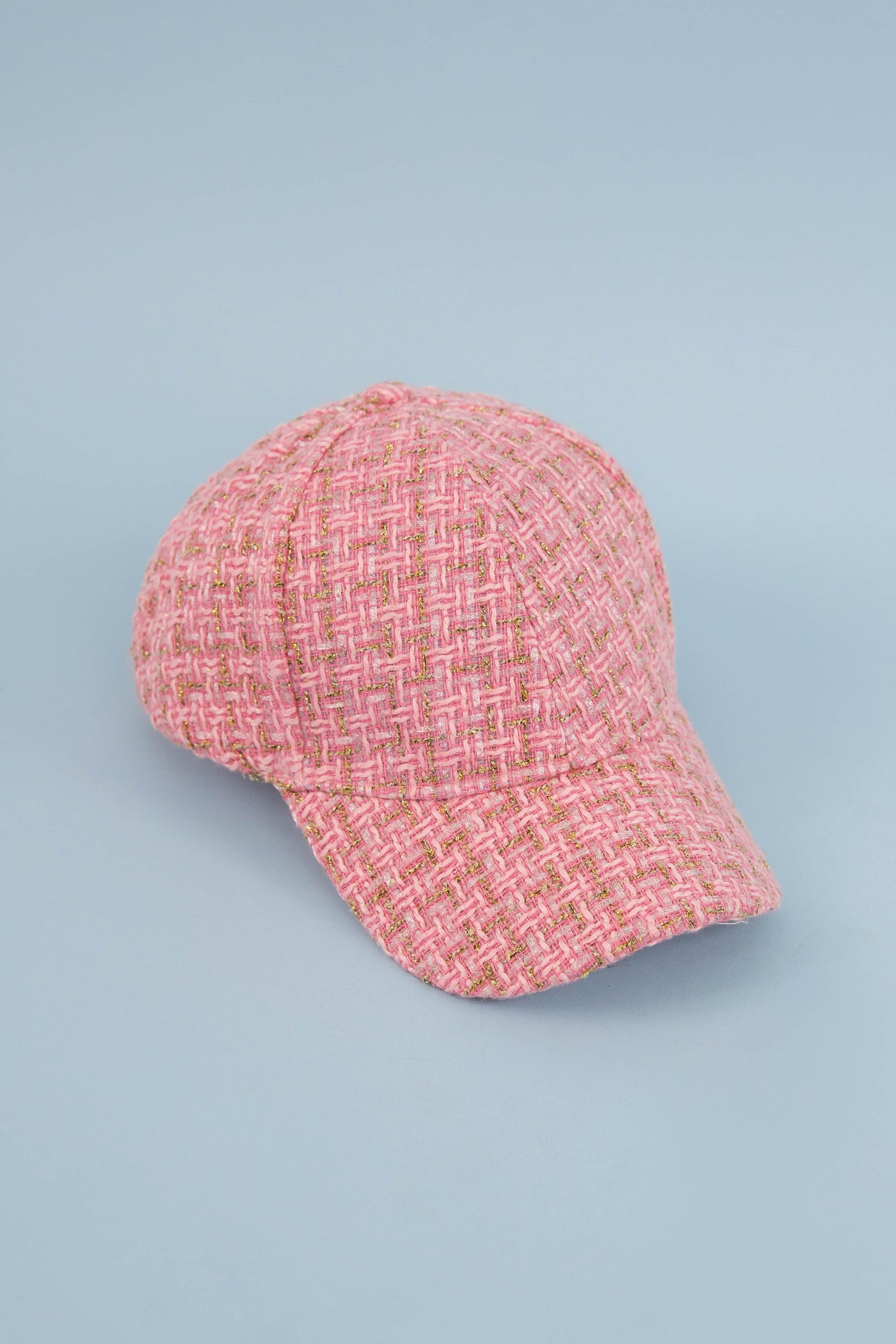 Lattes To Go Tweed Baseball Cap-Pink