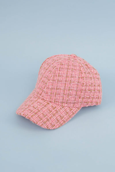 Lattes To Go Tweed Baseball Cap-Pink