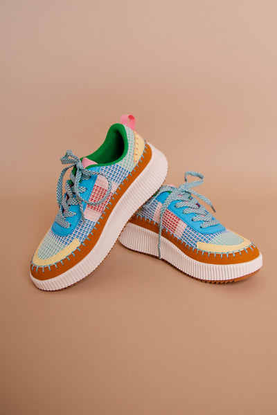 Colorful Knit Sneakers- Rainbow Platform Sneakers- Women's Rainbow Sneakers