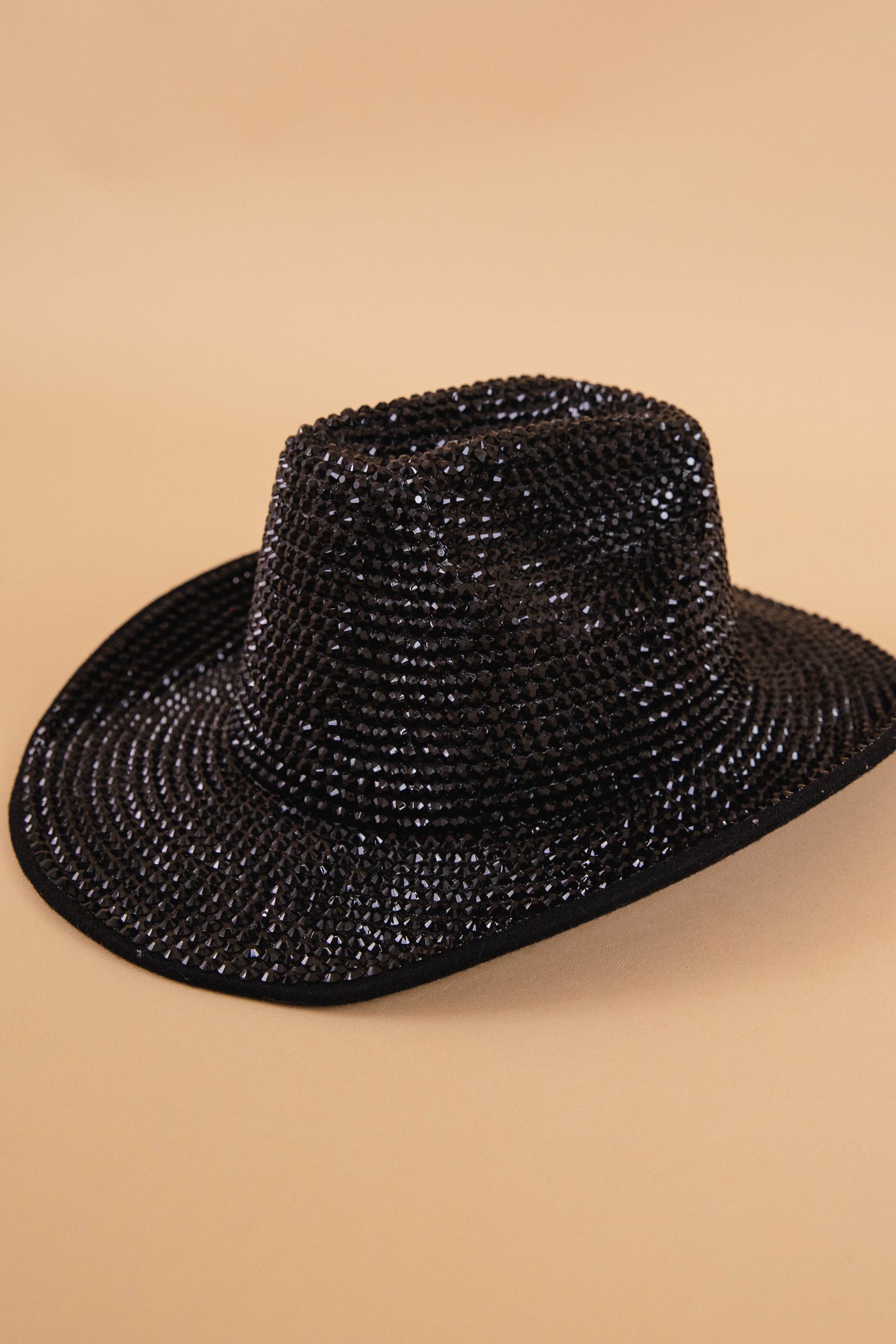 Women's Rhinestone Cowboy Hat- Bling Wide Brim Cowboy Hat- Black Disco Western Hat