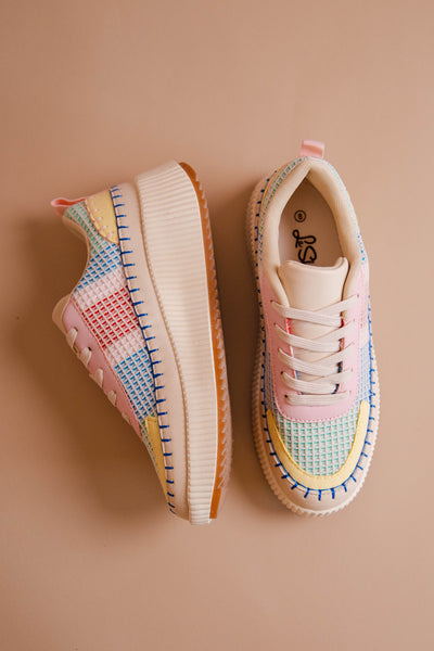 Colorful Knit Sneakers- Rainbow Platform Sneakers- Women's Rainbow Sneakers