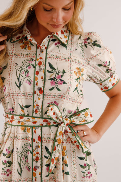 Floral Print Midi Dress- Women's Button Down Mid Dress- Entro Floral Midi