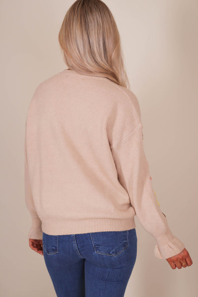 Cozy Floral Sweater- Chic Flower Embroidered Sweater- Cottagecore Sweaters