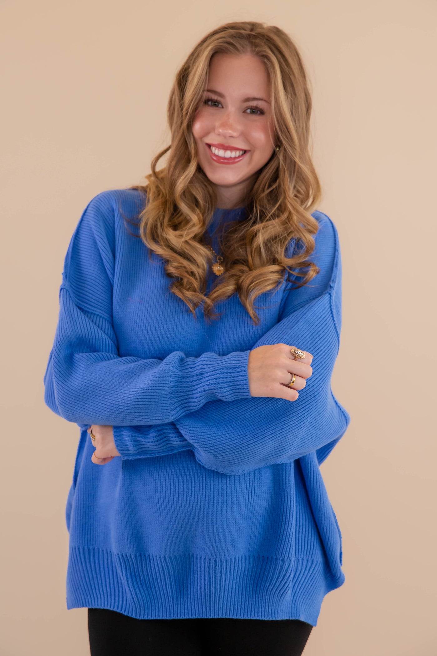 Women's Oversized Sweater- Blue Sweater- Sweater For Leggings- Free People Sweater Dupe