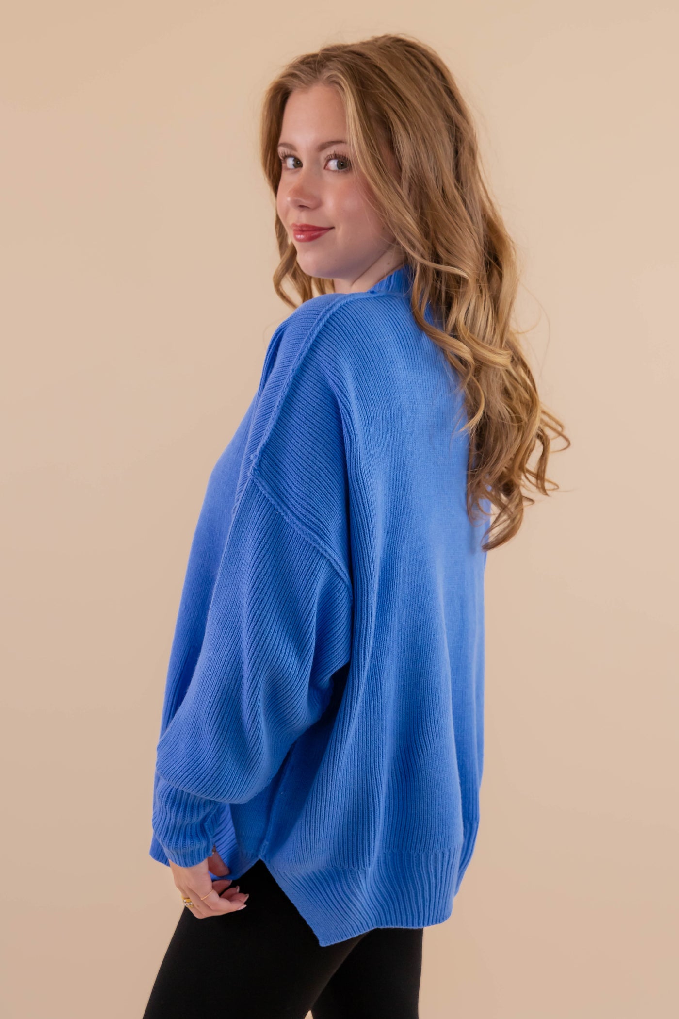 Women's Oversized Sweater- Blue Sweater- Sweater For Leggings- Free People Sweater Dupe