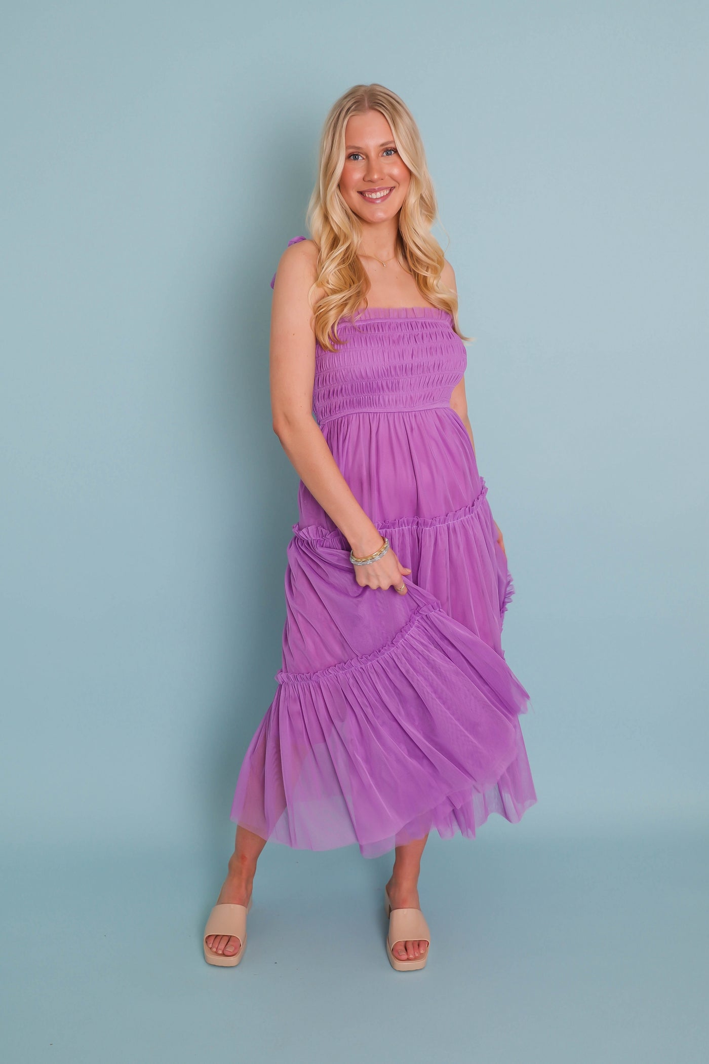 Purple Tulle Midi Dress- Women's Long Tulle Dress- &Merci Dresses