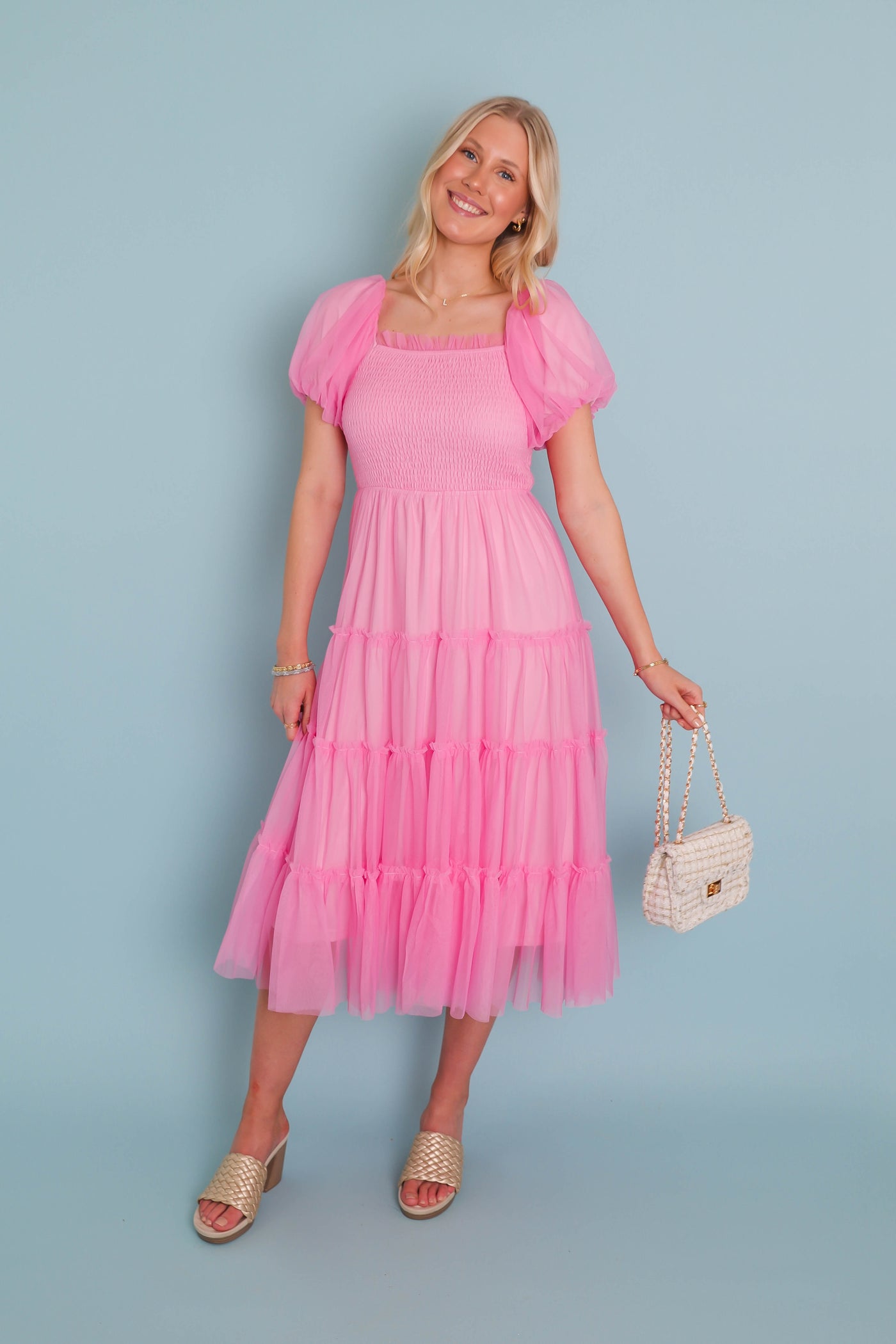 Women's Pretty Pink Tulle Dress- Women's Tulle Long Dress- Tulle Long Photoshoot Dress