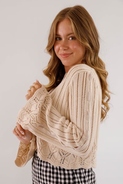 Crotchet Cardigan With Ribbon Tie- Women's Coquette Cardigan- Storia Cardigans