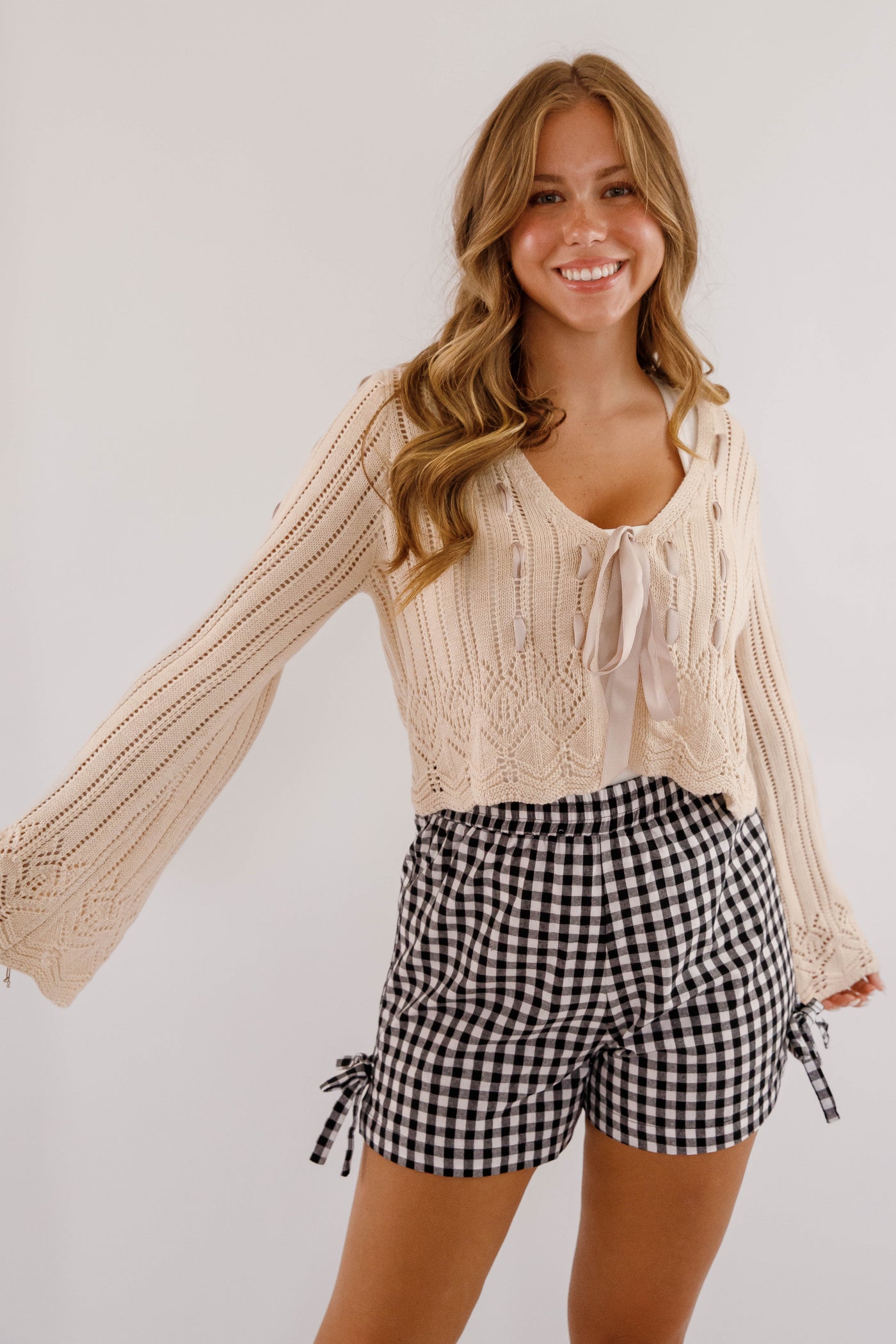 Crotchet Cardigan With Ribbon Tie- Women's Coquette Cardigan- Storia Cardigans