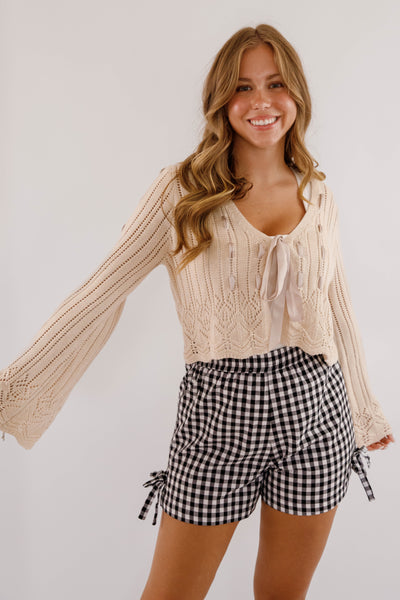 Crotchet Cardigan With Ribbon Tie- Women's Coquette Cardigan- Storia Cardigans