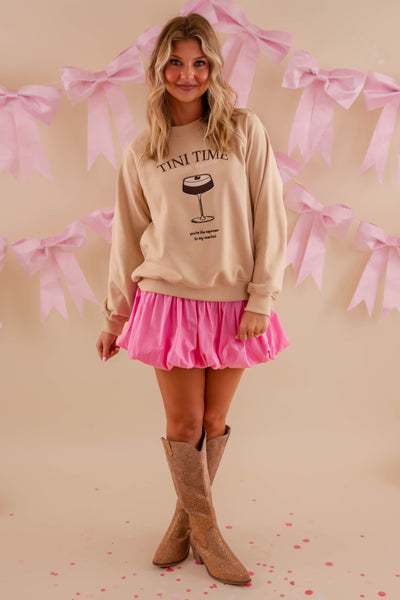 Embroidered Tini Time Pullover- Embroidered Martini Sweatshirt