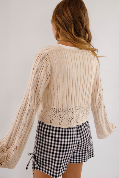 Crotchet Cardigan With Ribbon Tie- Women's Coquette Cardigan- Storia Cardigans