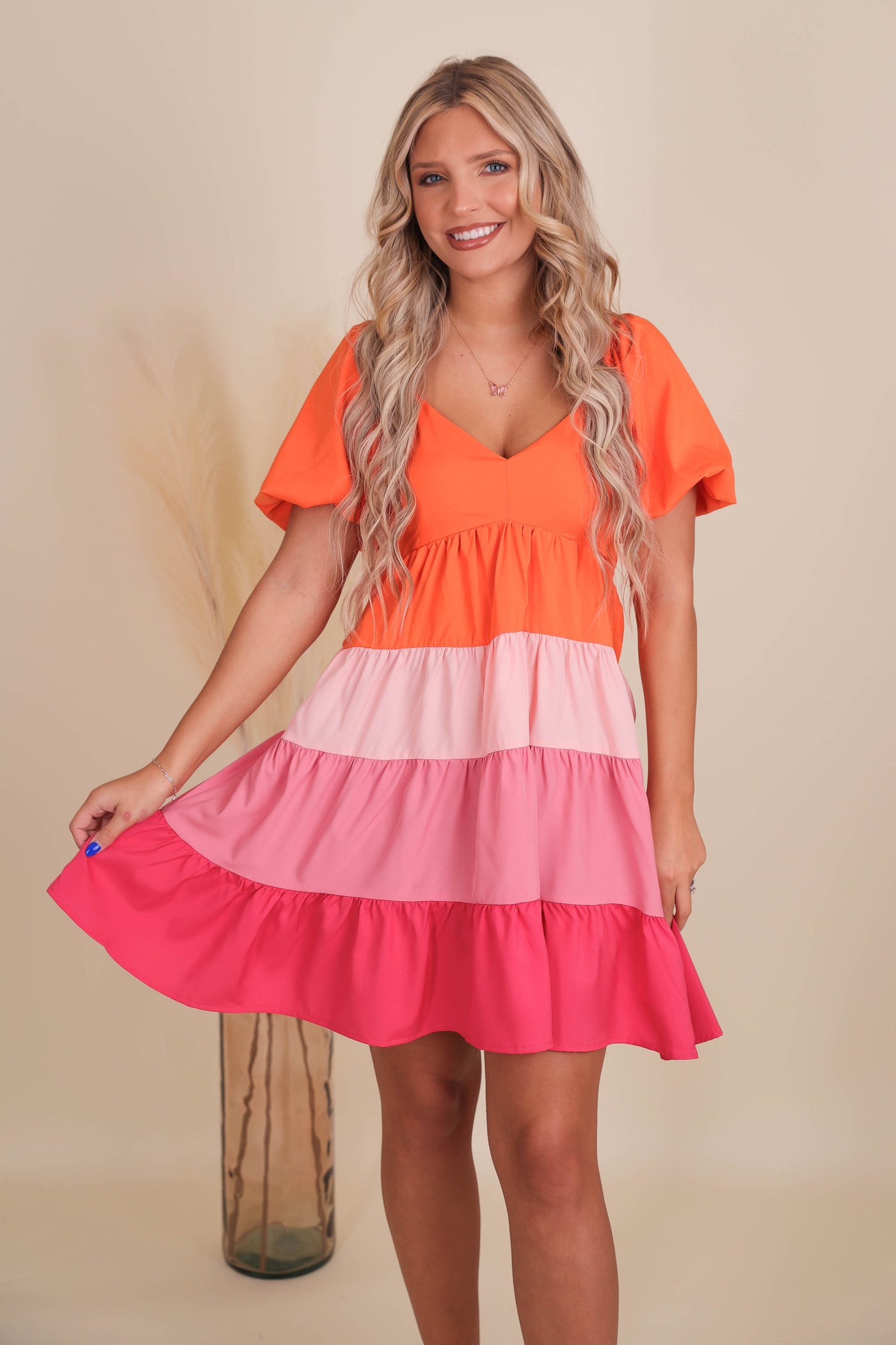 Women's Pink Ombre Dress- Fun Summer Dresses- Colorful Women's Dress