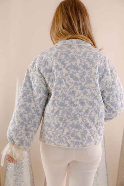 Floral Quilted Jacket- Women's Blue Quilted Jacket- &Merci Jackets