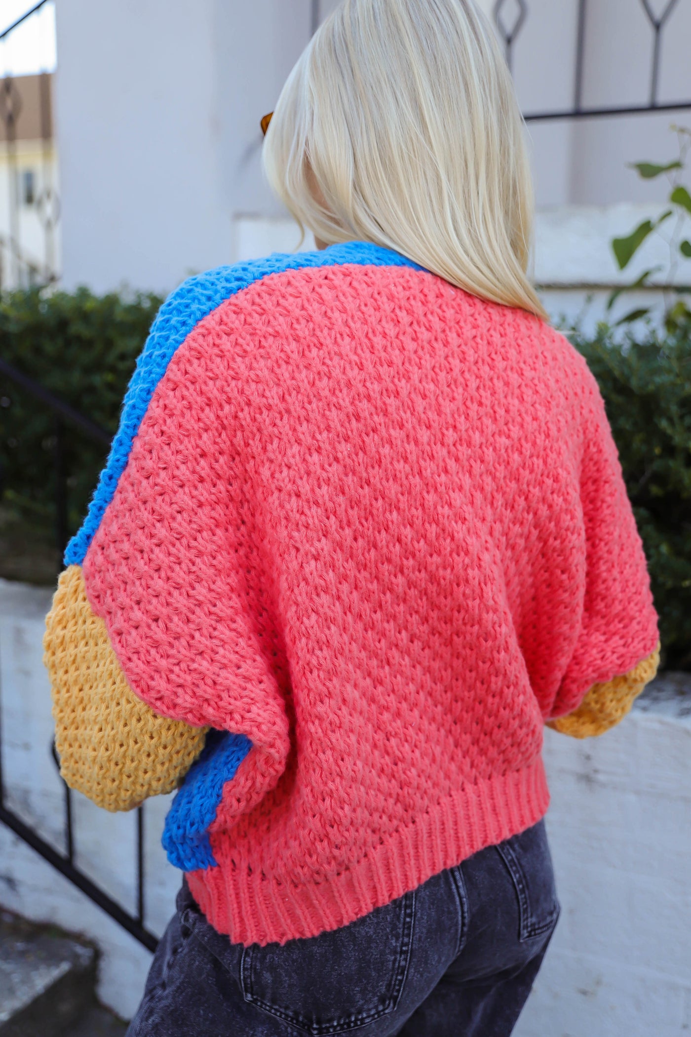 Colorful Knit Cardigan- Women's Fun Rainbow Cardigan- Adora Cardigan