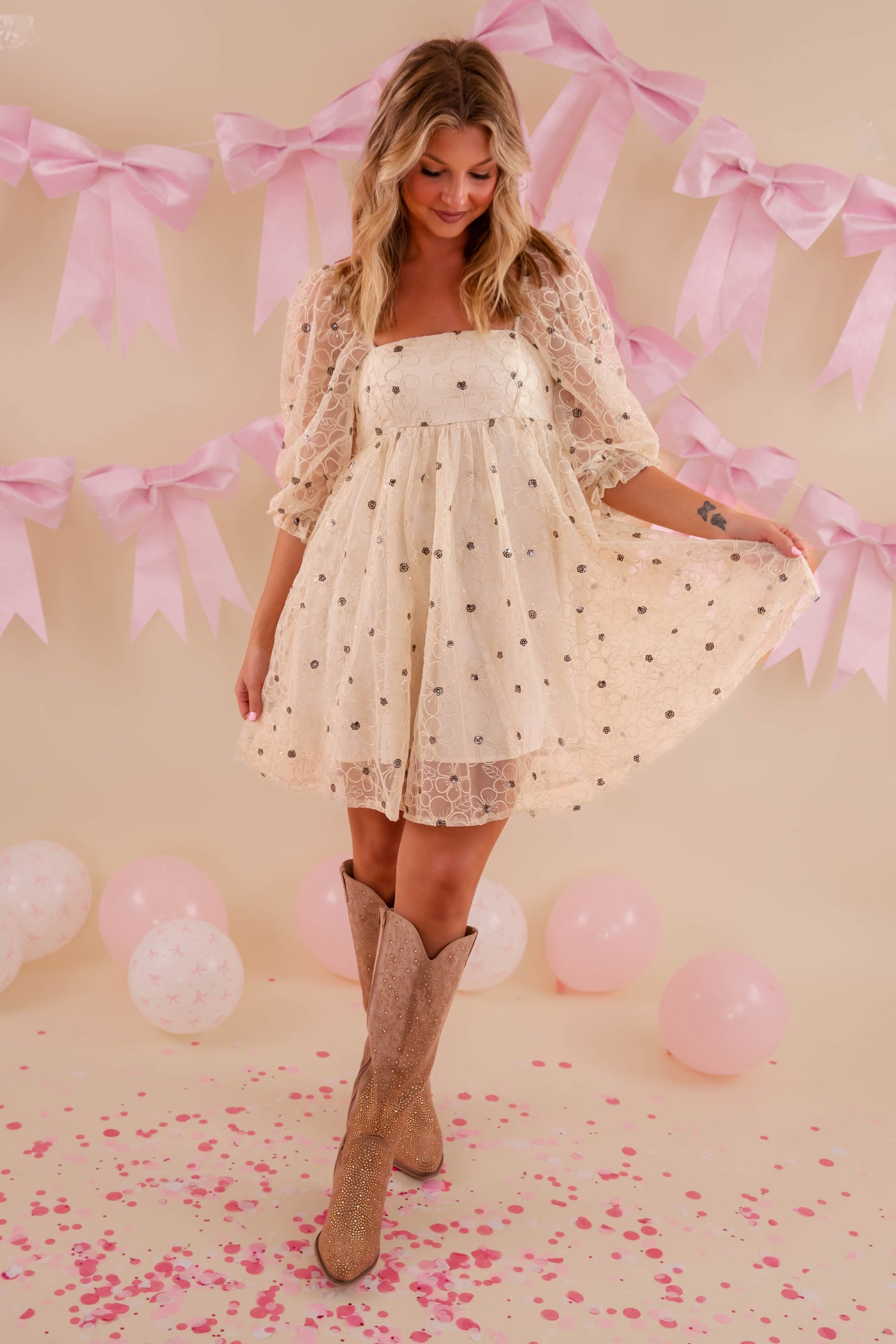 Women's Sequin Babydoll Dress- Women's Fun Party Dresses- Storia Sequin Dress