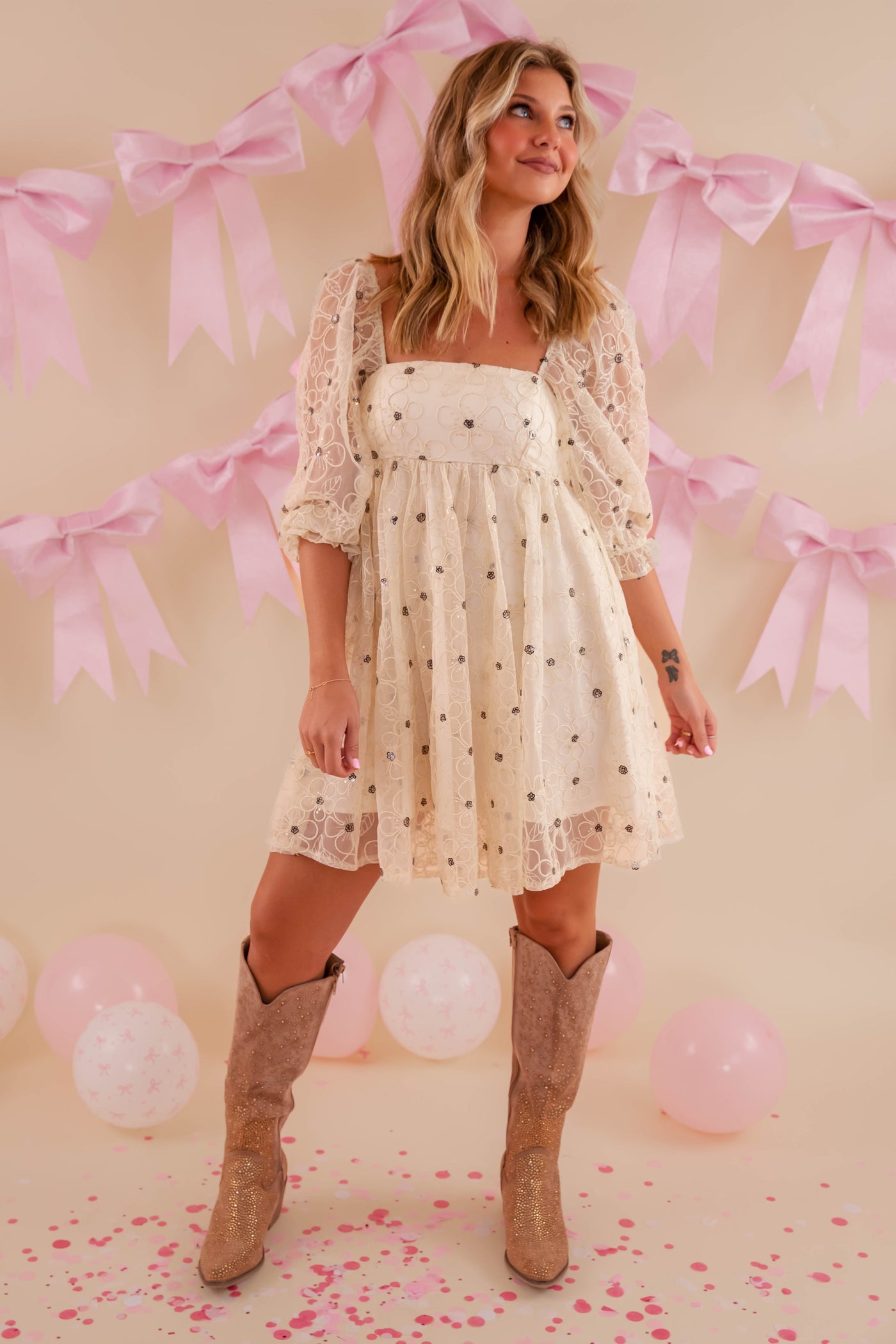 Women's Sequin Babydoll Dress- Women's Fun Party Dresses- Storia Sequin Dress