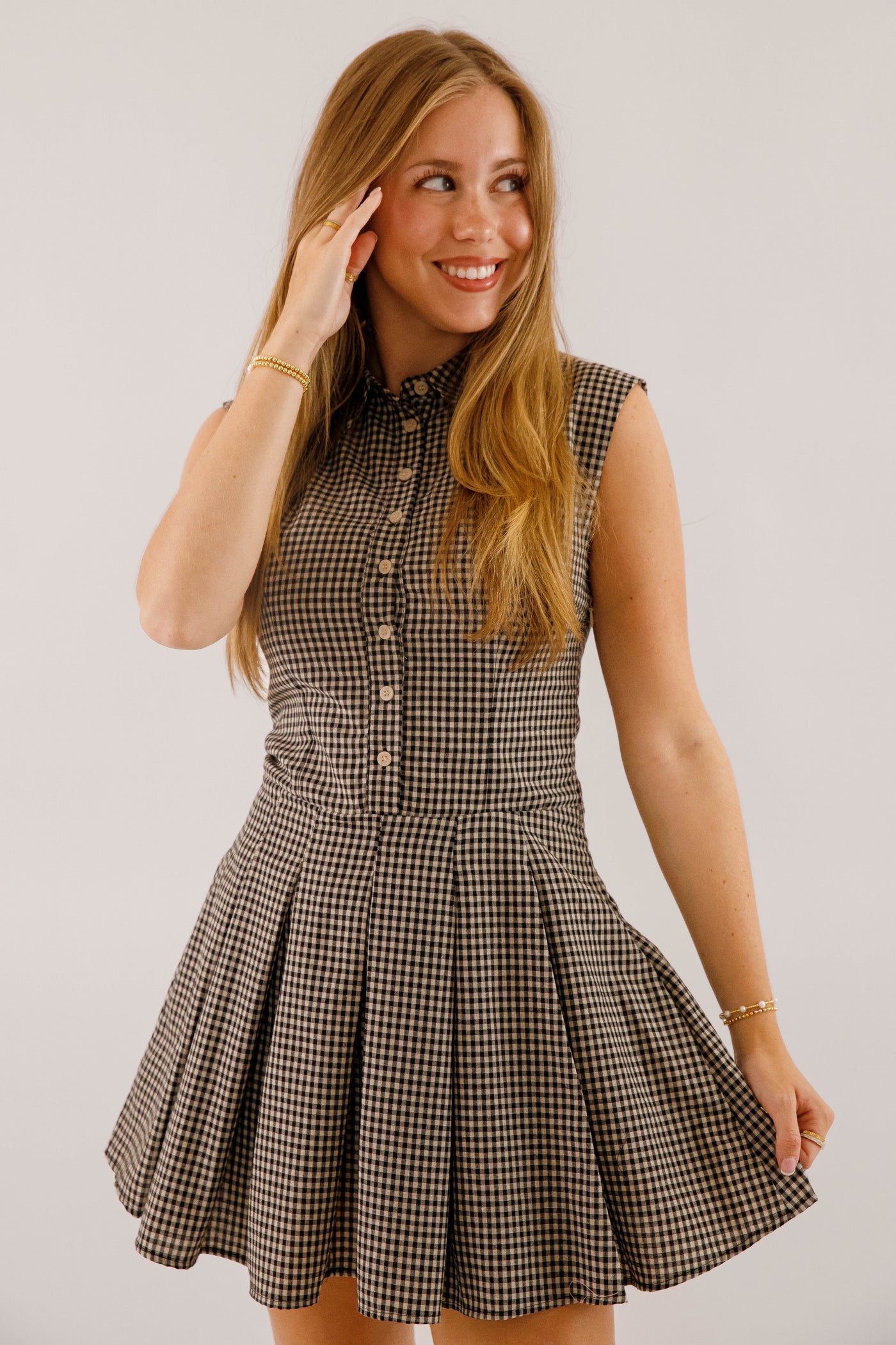 Not In My Nature Dress-Black Gingham