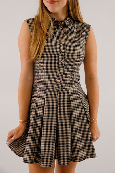 Not In My Nature Dress-Black Gingham