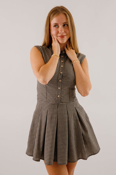 Not In My Nature Dress-Black Gingham