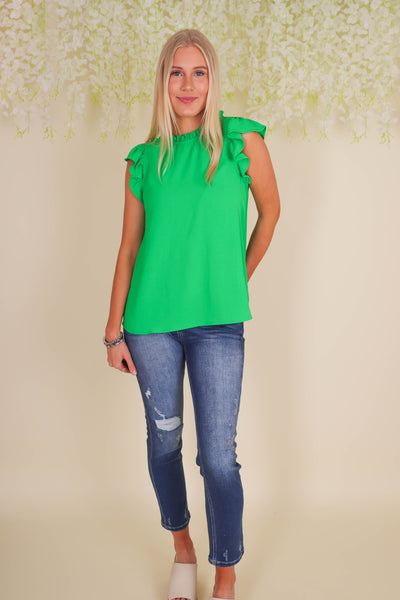 Women's Kelly Green Blouse- Women's Work Blouse- Mittoshop Sleeveless Top