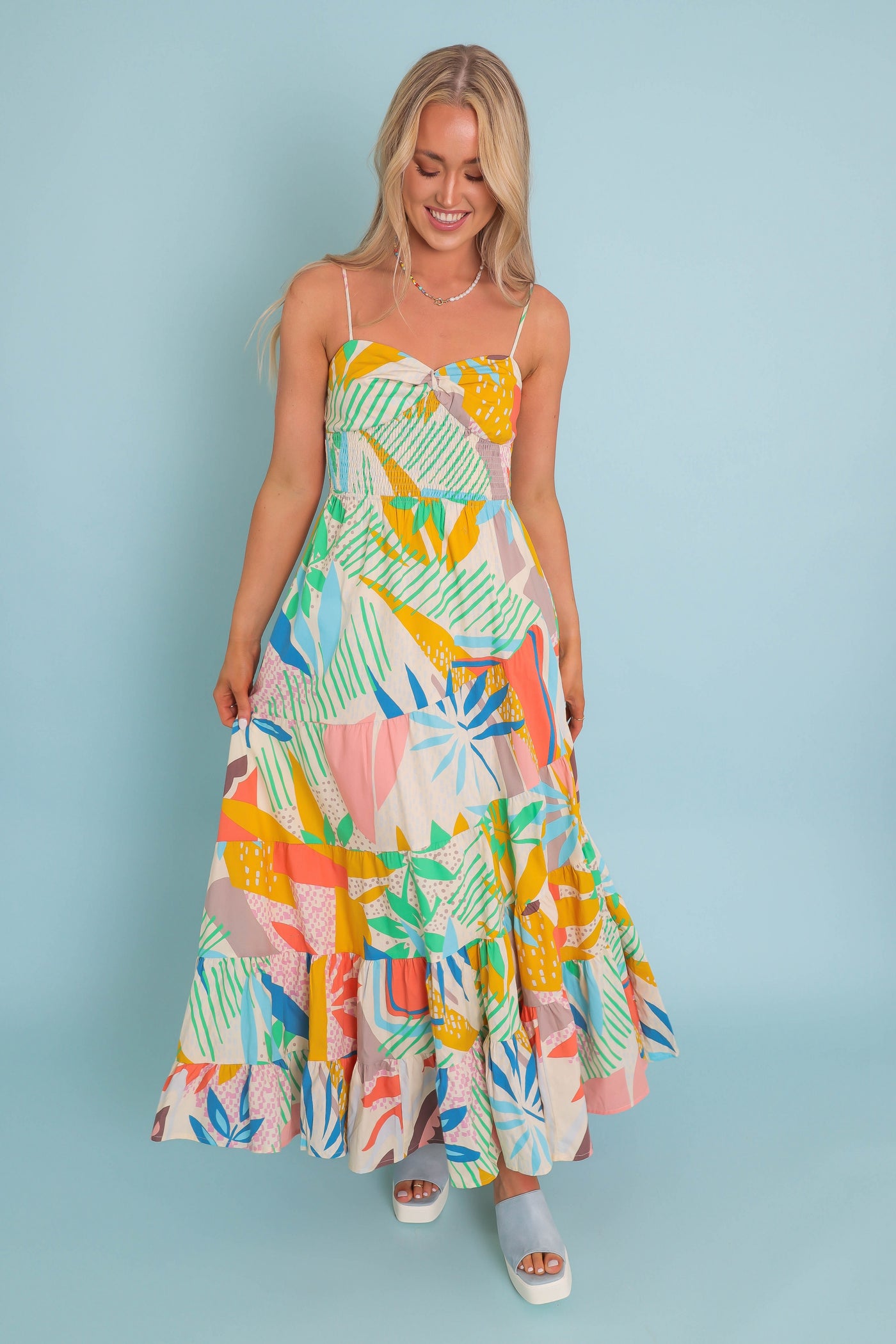 Women's Tropical Print Maxi Dress- Women's Colorful Vacation Dresses- FATE Maxi Print Dress