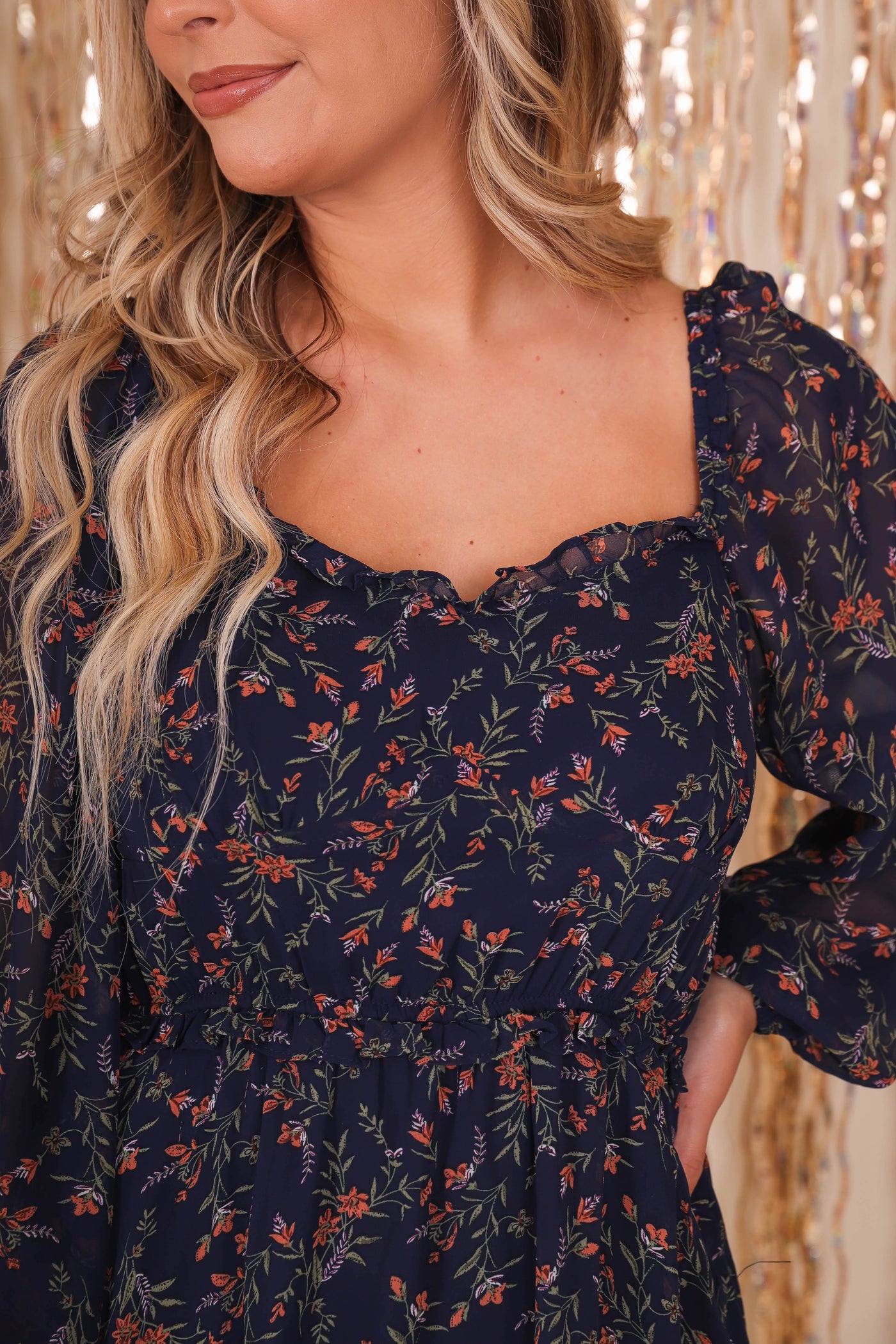 Navy Floral Print Dress- Women's Pretty Fall Dresses- &Merci Dresses