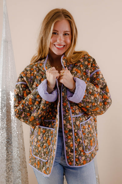 Floral Quilted Jacket- Women's Cotton Quilted Jacket- In Loom Quilted Jackets