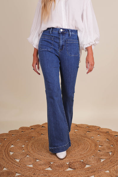 Women's Denim Flare Jeans- Women's Vintage Style Flares- Risen Jeans