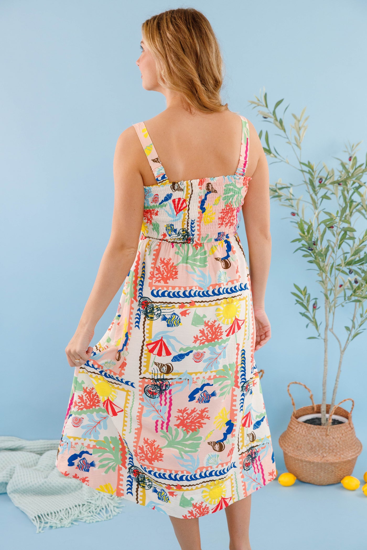 Vibrant Beach Print Dress- Women's Vacation Dress- Umgee Beach Dress