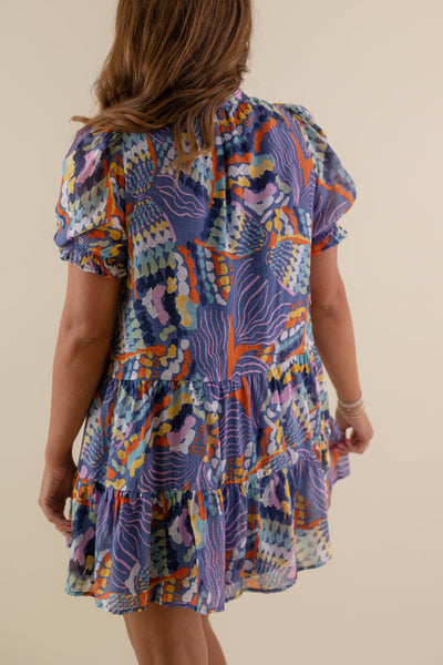 Abstract Printed Dress- Women's Colorful Print Dress- TCEC Dresses