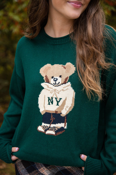 Oversized Knit Bear Sweater- Women's Teddy Bear NYC Sweater