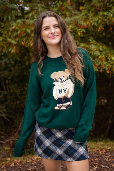 Oversized Knit Bear Sweater- Women's Teddy Bear NYC Sweater