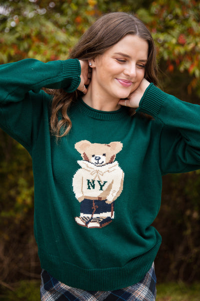 Oversized Knit Bear Sweater- Women's Teddy Bear NYC Sweater