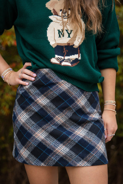 Navy Plaid Mini Skirt- Women's Plaid Fall Skirt- Women's Preppy Fall Outfits