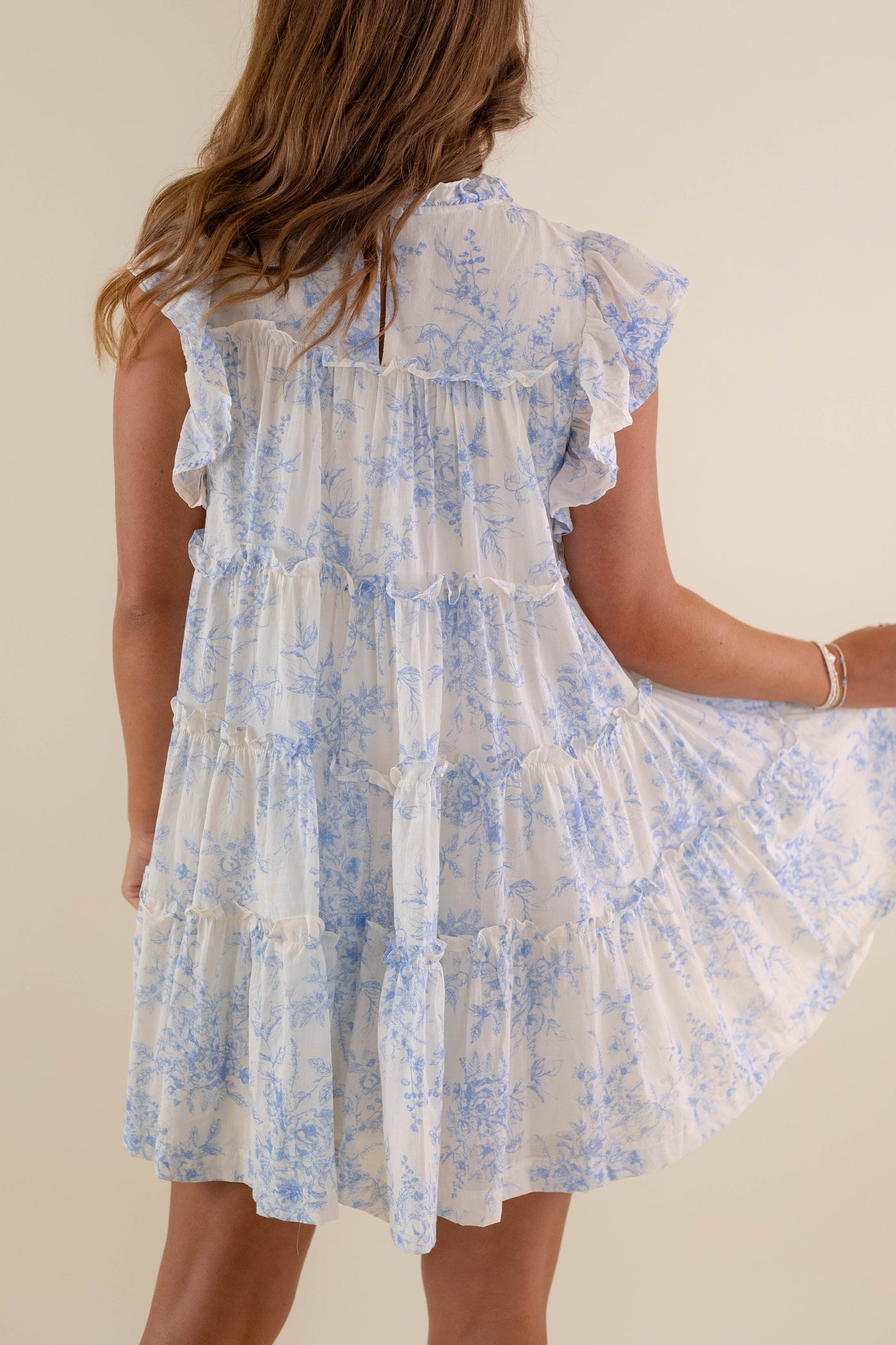 Garden Print Dress- Women's Blue and White Dress- &Merci Dresses