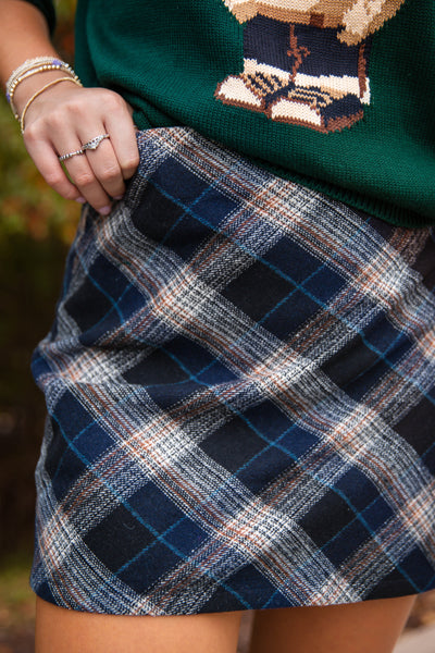 Navy Plaid Mini Skirt- Women's Plaid Fall Skirt- Women's Preppy Fall Outfits
