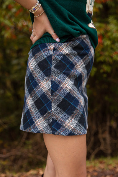 Navy Plaid Mini Skirt- Women's Plaid Fall Skirt- Women's Preppy Fall Outfits
