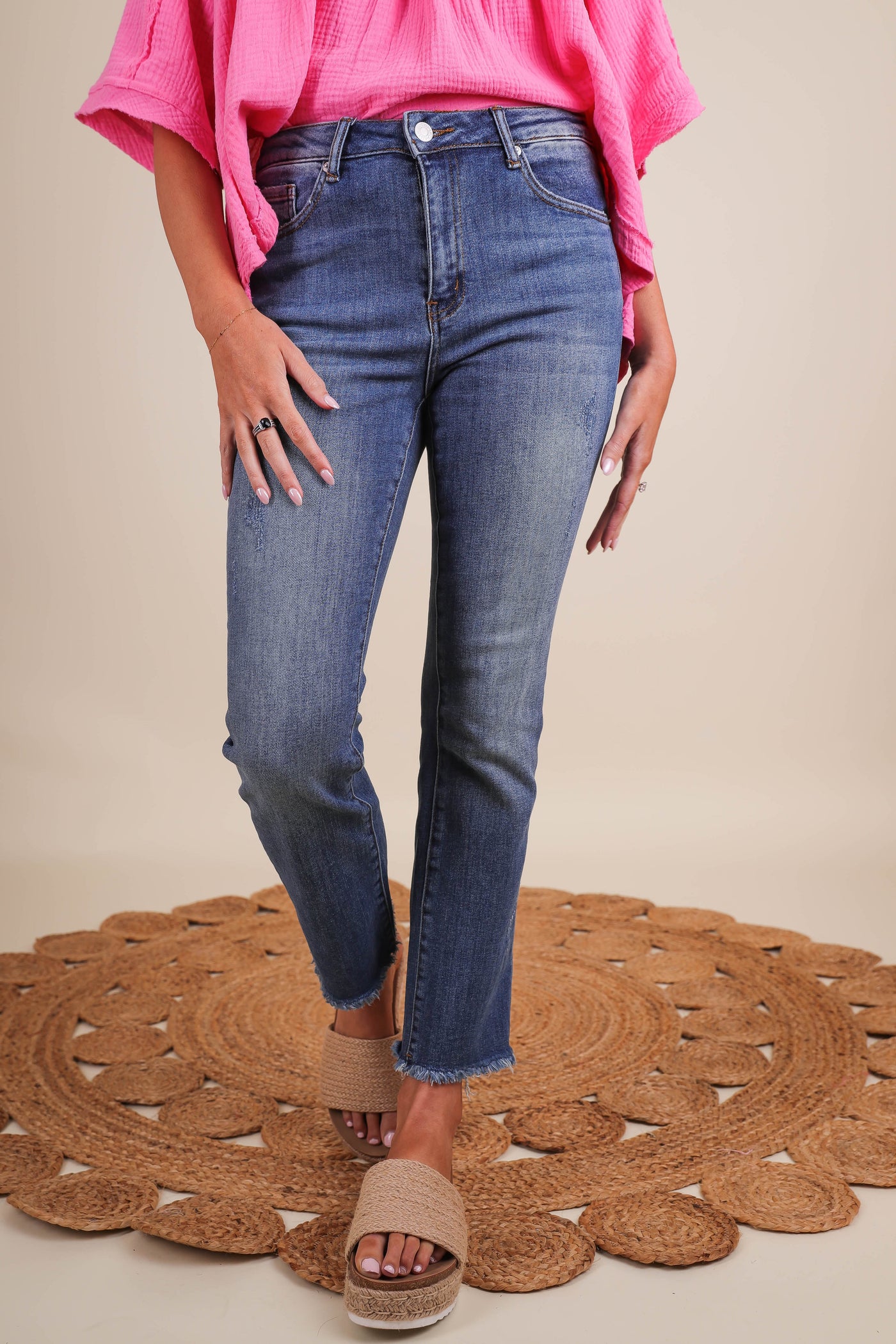 Medium Wash Straight Leg Denim- Women's Straight Leg Jeans- Risen Jeans