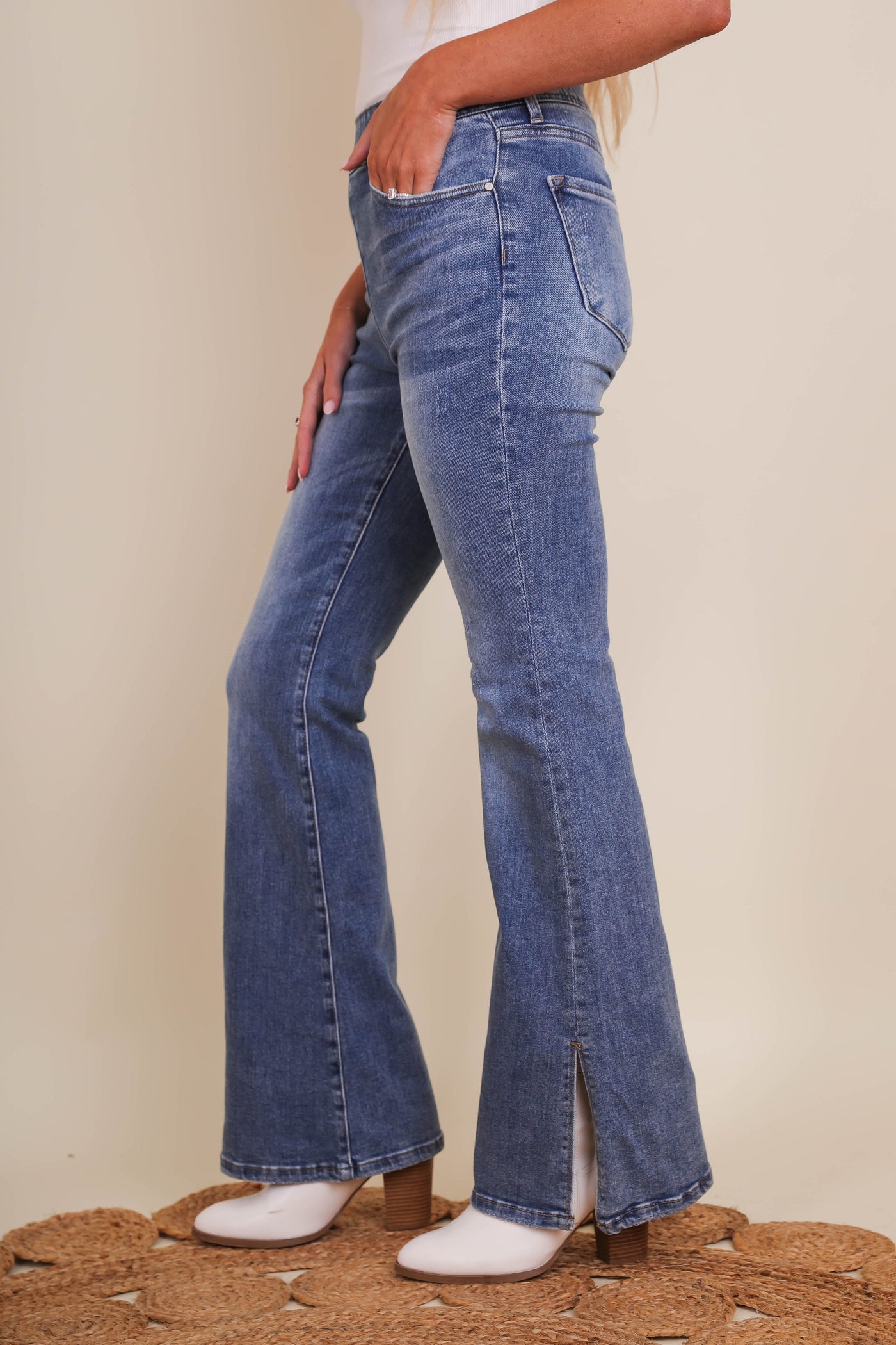 Women's Denim Flares- Women's Pull On Flares- Risen Jeans