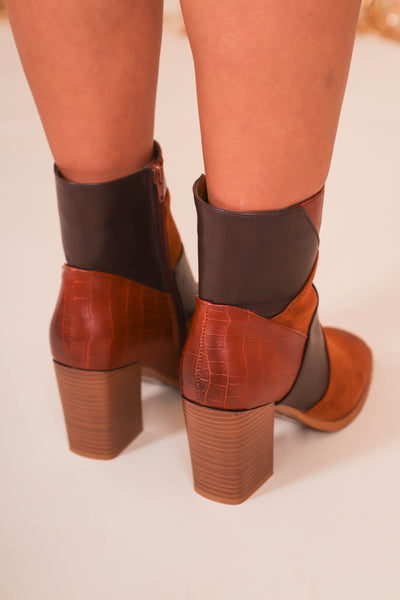 Women's Trendy Ankle Boots- Women's Fall Booties- Patchwork Boots- Pierre Dumas Booties