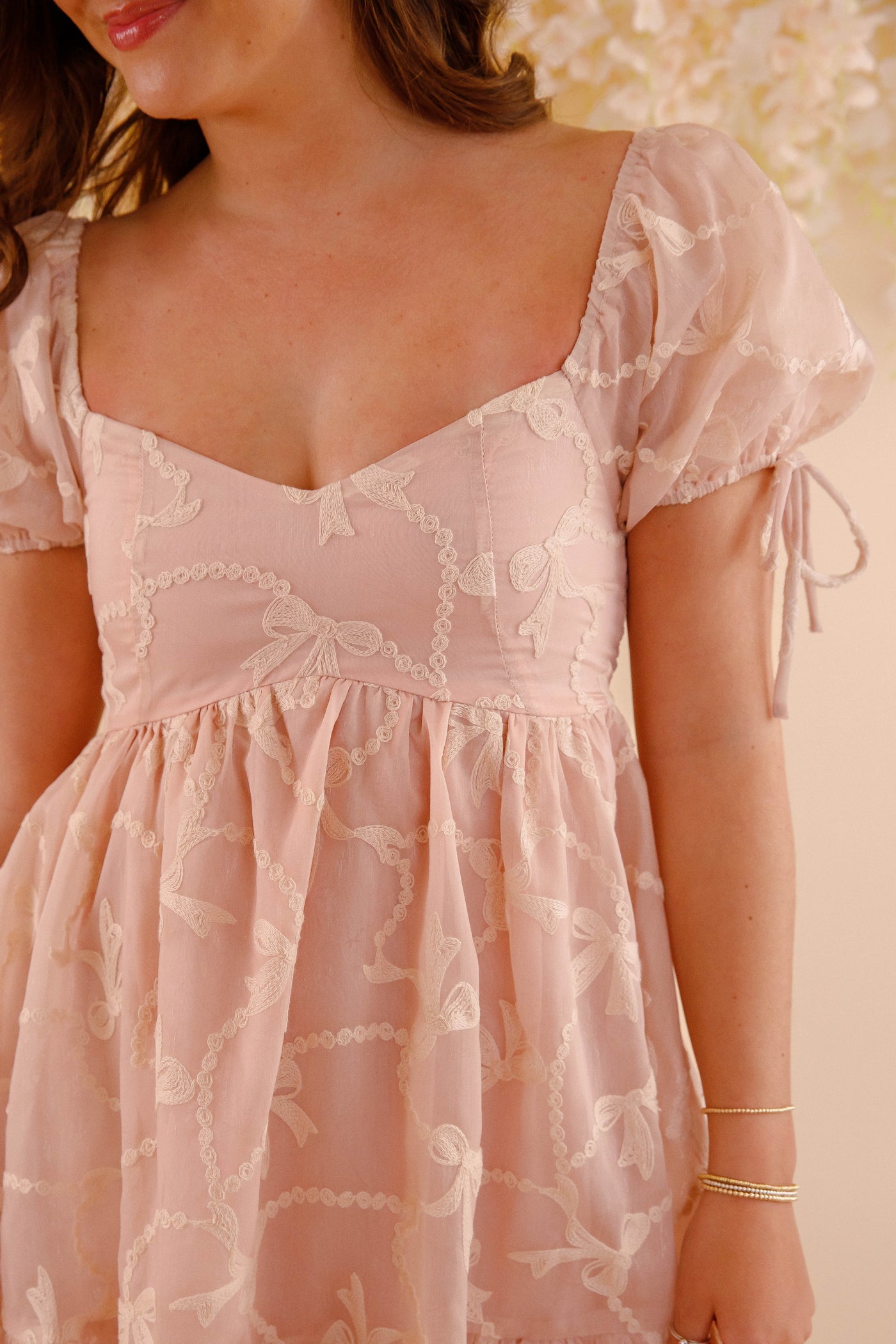 Cute Blush Pink Bow Dress- Women's Ruffle Bow Dress- Pink Mable Dress