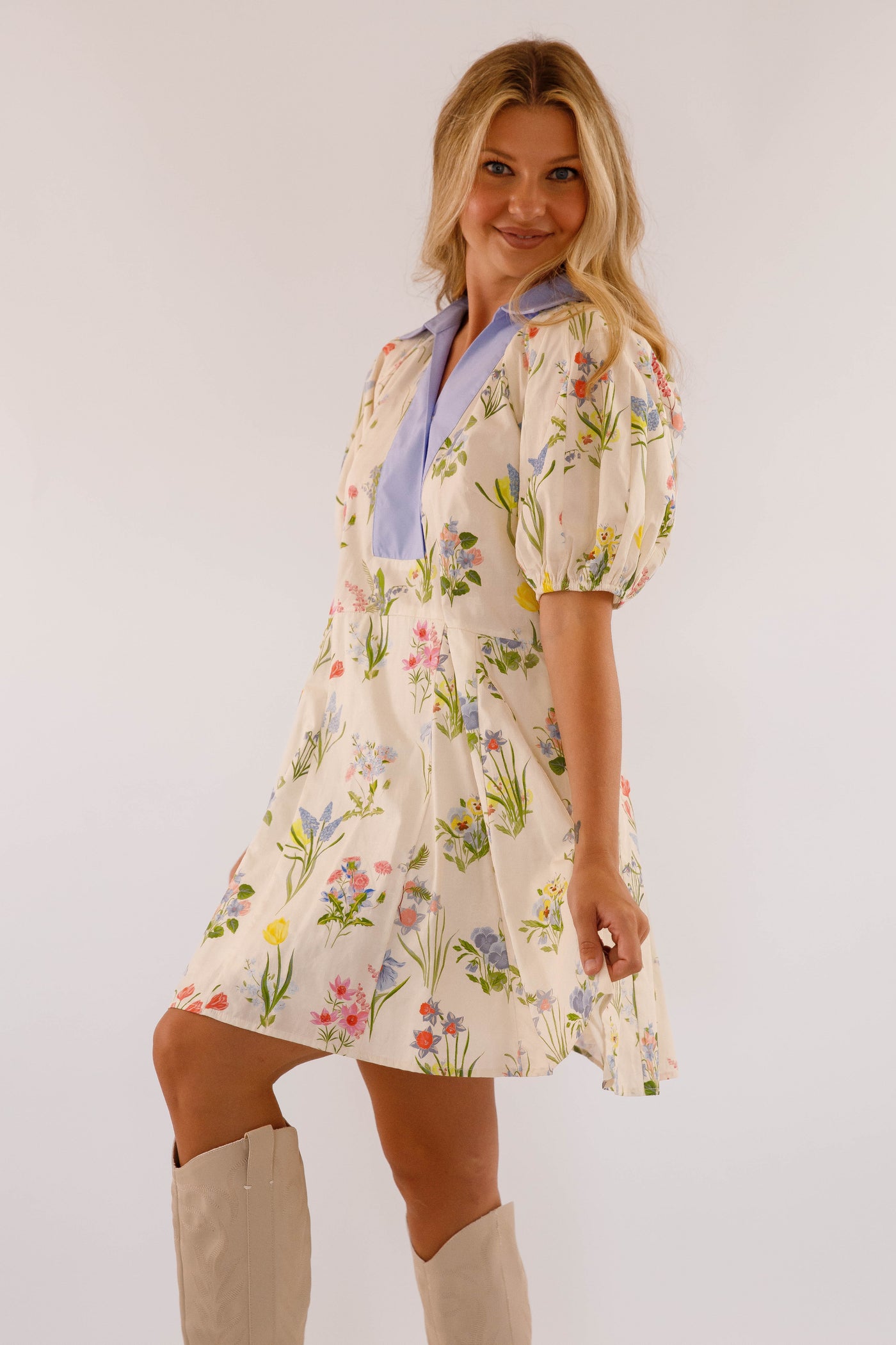 Jacquard Floral Design Dress- Women's Cotton Dress- Entro Flower Dress