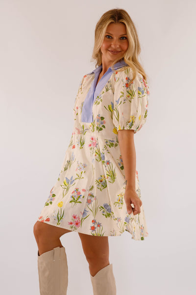 Jacquard Floral Design Dress- Women's Cotton Dress- Entro Flower Dress
